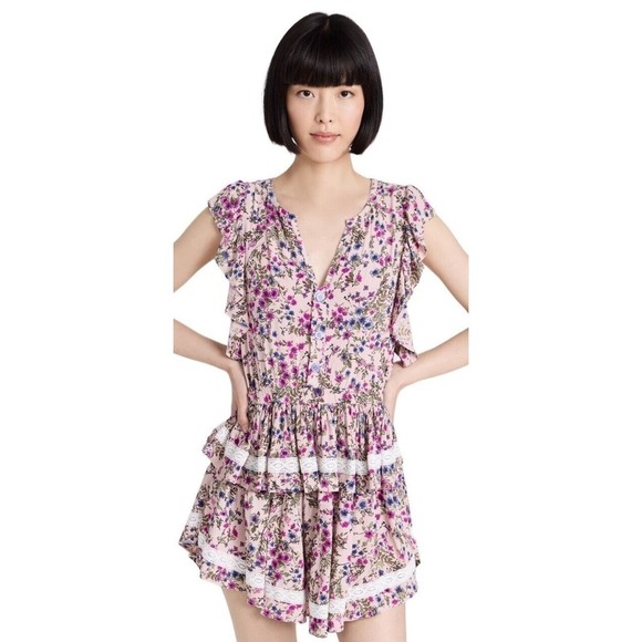 Sokie Collective Sz L The Mini Flicker Dress Light Pink Floral Coquette - Picture 10 of 15